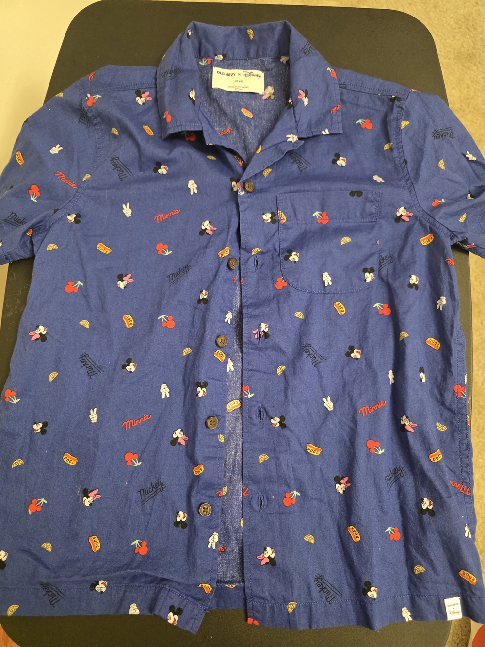 Old Navy x Disney Mickey & Minnie Button-Up Shirt - Kids Sz M(8) - NWOT